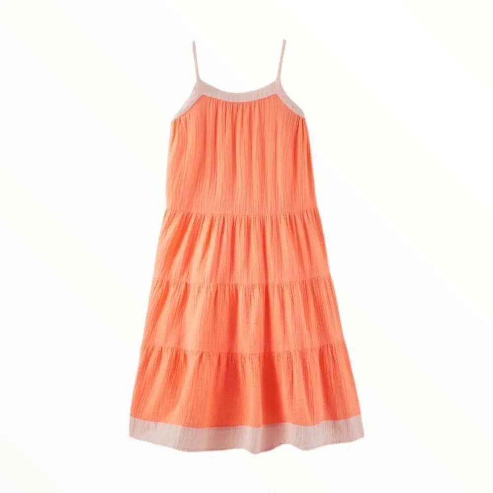 ZARA Kids | Tangerine | PIPED TEXTURED DRESS